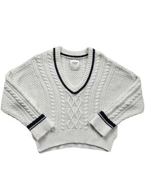 Abercrombie & Fitch Cable Knit Sweate V-Neck Preppy Cottagecore